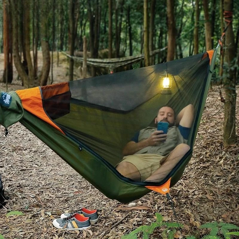 Travel Hammock Outdoor Mosquito Proof Anti-Tip Ultra-Light Portable Extra Wide Hammock Swing Camping Fishing Outdoor Recreation
