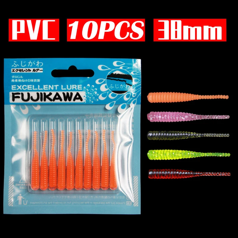 

10PCS PVC Root Fishing Soft Worm, Pintail Fishing Lure, Freshwater and Saltwater Fishing Imitation Fake Lure