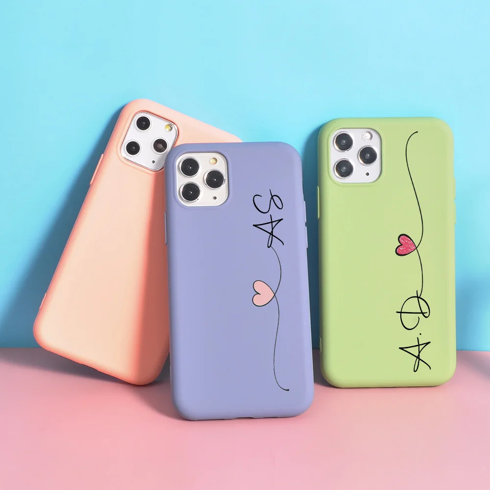 

Custom Name Letters Phone Case for iPhone 13 Pro Max 12 Mini Gifts Silicone 11 Cover For iPhone 8 Plus SE 2020 X XS XR 6s 7