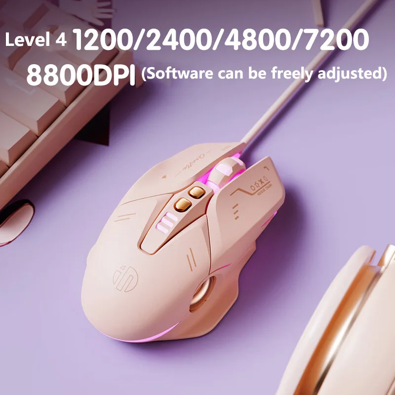 Inphic W8 wired gaming mouse upgraded version ergonomic silent mouse 800-4000DPI suitable for computer laptop office games