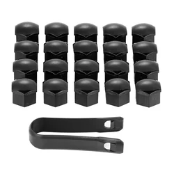 20 - Piece Universal 17mm Plastic Car Wheel Nut Covers Bolt Caps Accessories (Black)