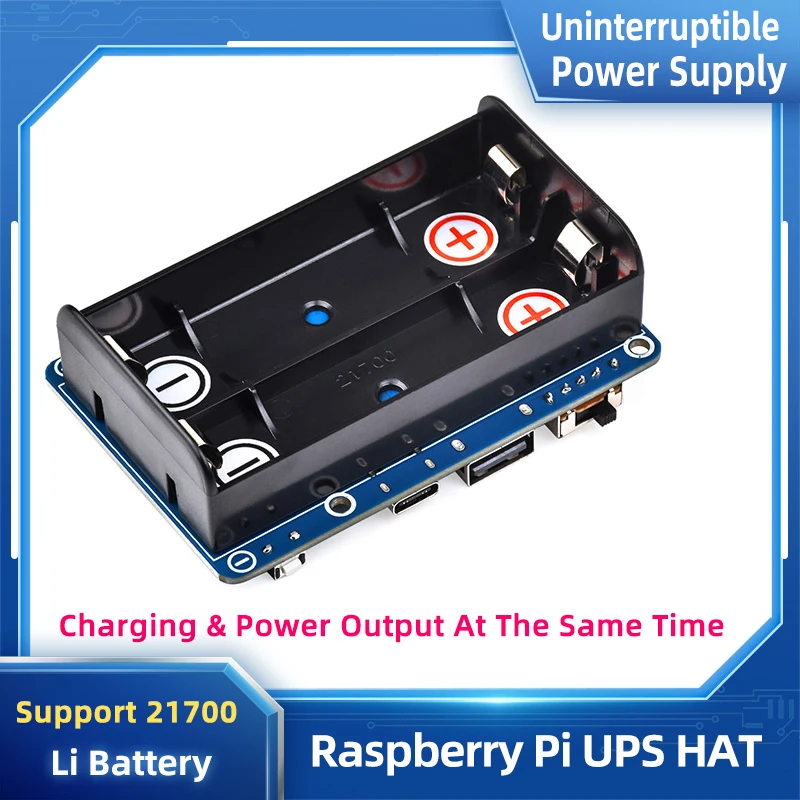 Fonte de Alimentação Ininterrupta Raspberry pi Ups Suporte Hat 21700 li Bateria 5v Pogo Pins Connector Gestão de Caminho Dinâmico