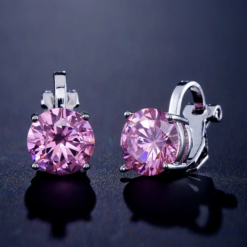 Ear Clip Earrings Clip Earrings Ear Clip Ear Accessories 7mm Cubic Zircon Ear Cuffs Earrings Round Crystal Fake Piercing Clip Earrings For Women Wedding Party Jewelry