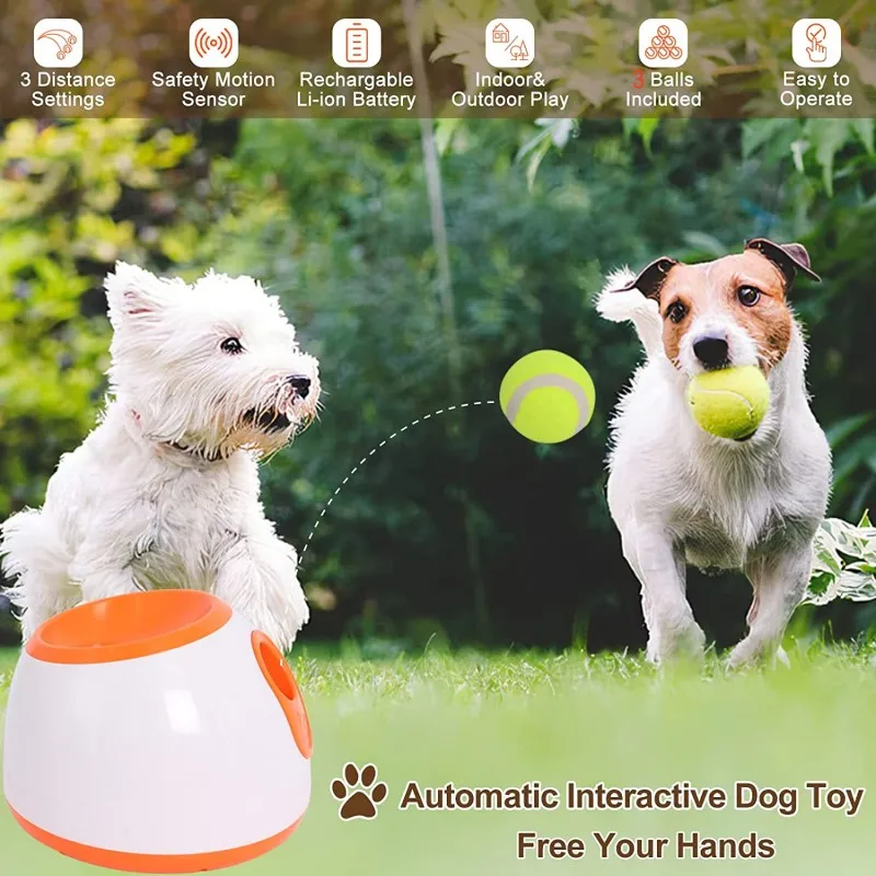 

Automatic Dog Ball Launcher Tennis Ball Thrower Interactive Dog Toys for Small and Medium Dogs Indoor& Outdoor 3PCS Tennis Ball