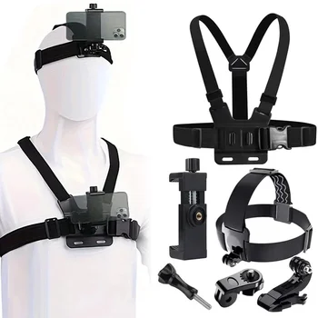 Kit Cinghia per Testa e Petto Regolabile per Fotocamera e Smartphone, Compatibile con GoPro Hero 13 12 11 e Accessori Insta360