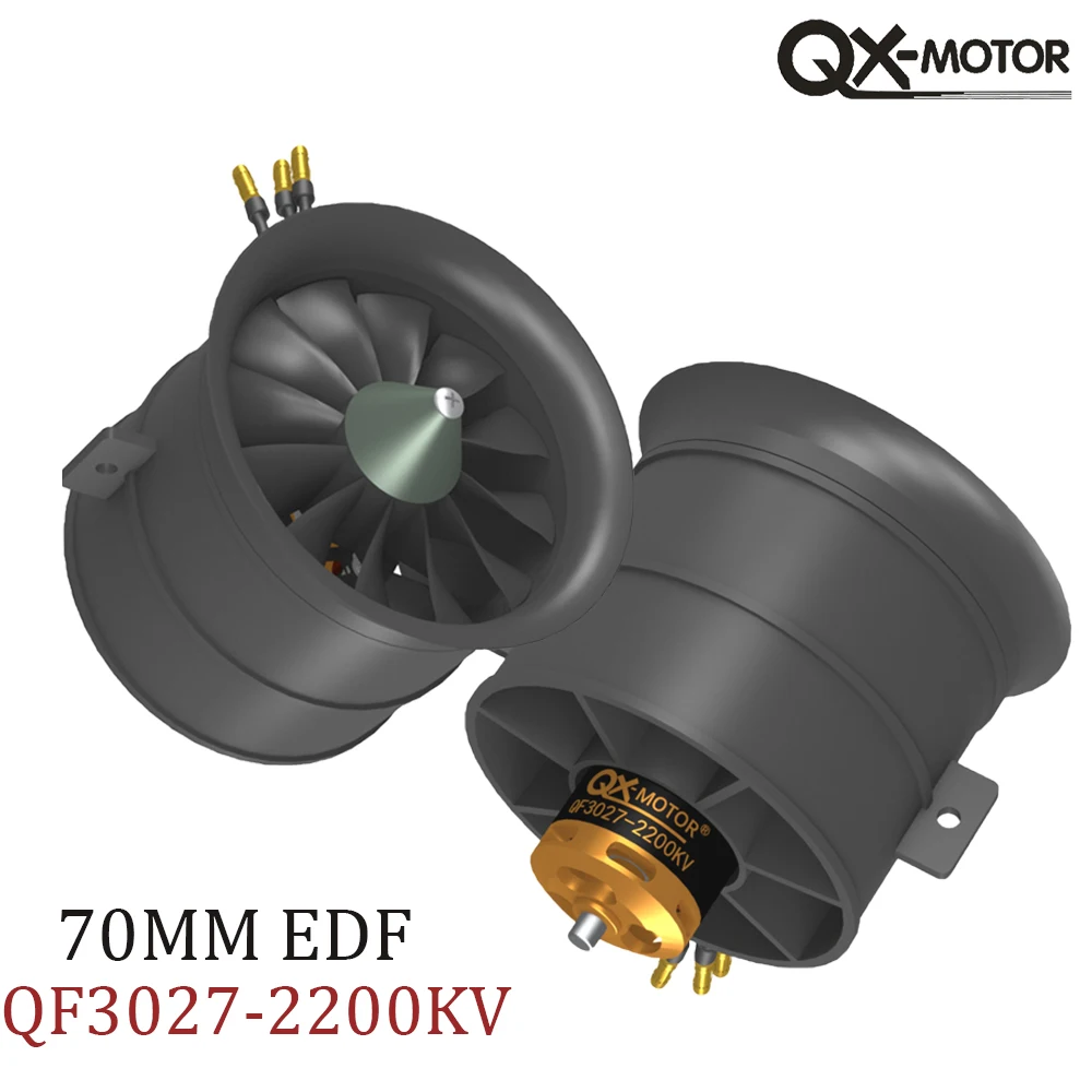 

QX-Motor 70MM EDF QF3027-2200KV With 12 Blades Ducted Fan CW CCW Brushless Motor For Remote control toys Model Parts