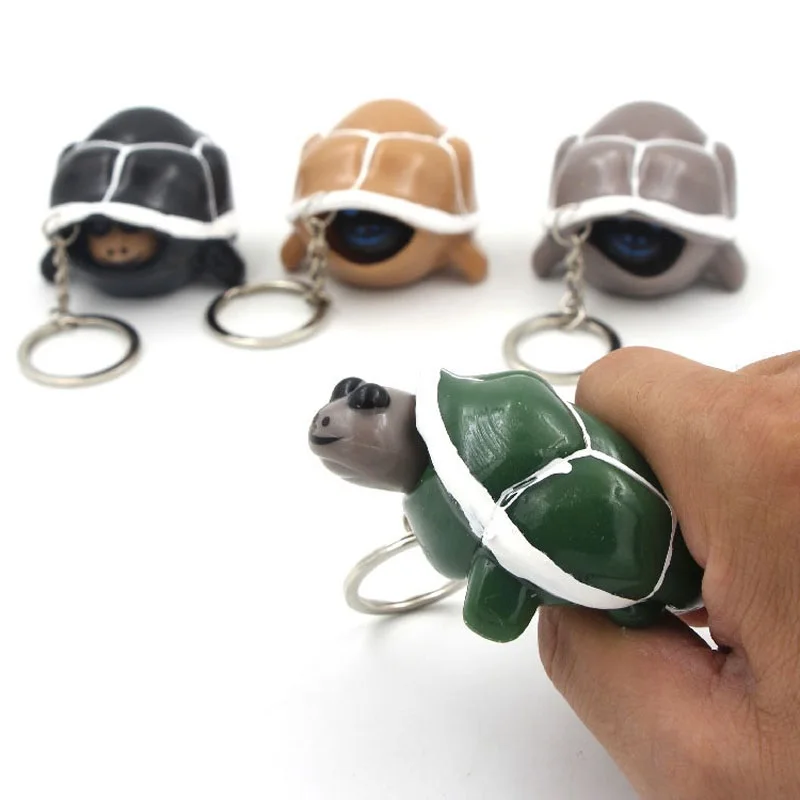 Fidget Toy Tortoise Keychains Squeeze Toy Cute Tortoise Telescopic Head Cartoon Turtle Stress Relief Pops It Funny Gift for Kids