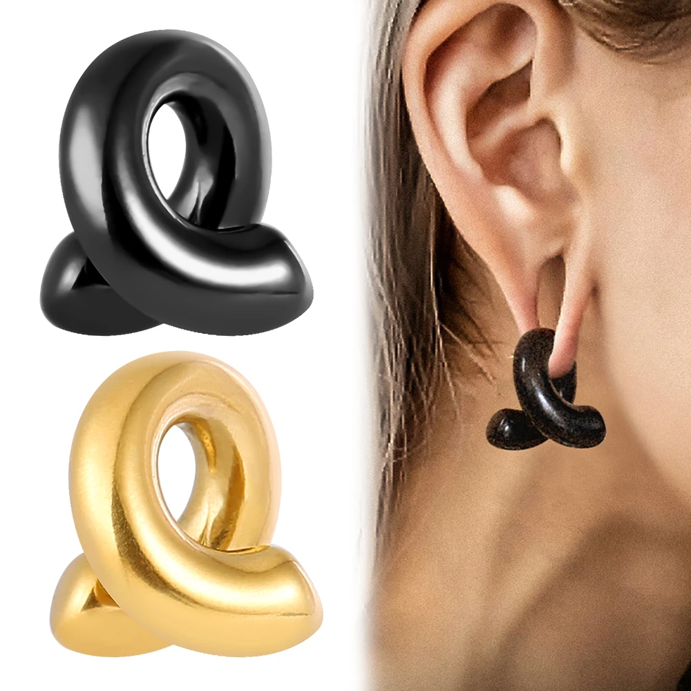 Earblity 2PCS Stylish Ear Hanger Weights 316L Stainless Steel Ear Plus Tunnels Gauges Piercing Body Jewelry for Women Man Gift