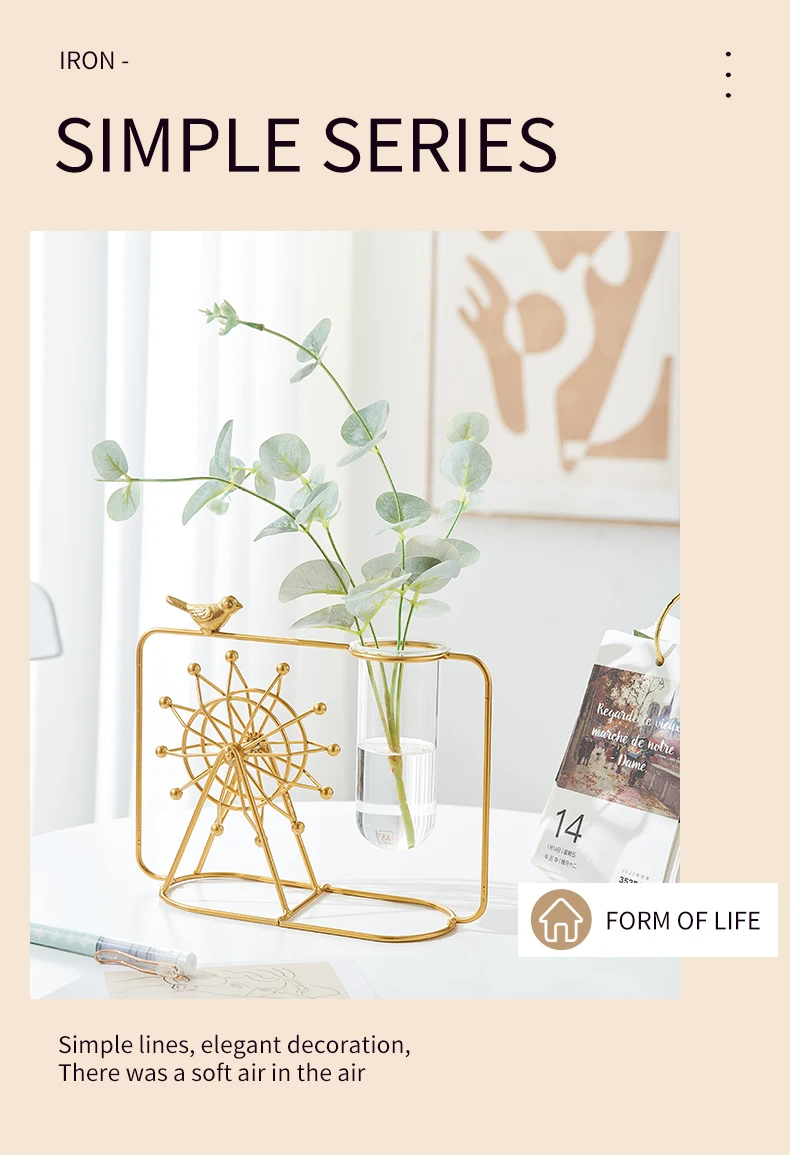 Hydroponic Vase Home Decoration Accessories Glass Plant Bathroom Terrarium Ferris Wheel Flower Gift