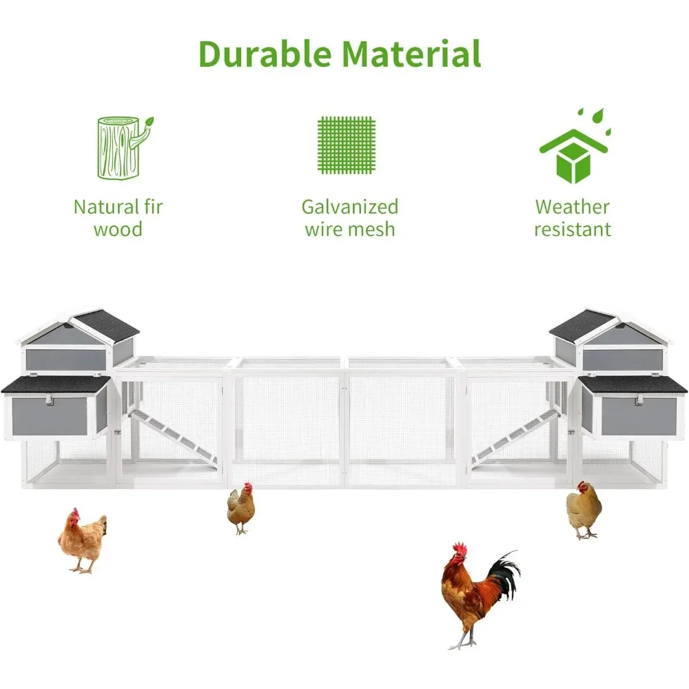 157 Inch Large Chicken Coop, Expandable Wooden Chicken Coop Poultry Cage, with 4 Chicken Coops and Cages 5