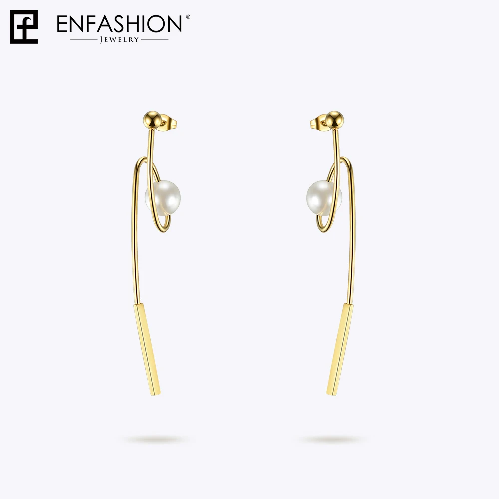 Enfashion Star Trails Earrings Stainless steel Gold color Dangle Earrings for women Long Earings Jewelry Wholesale 181069