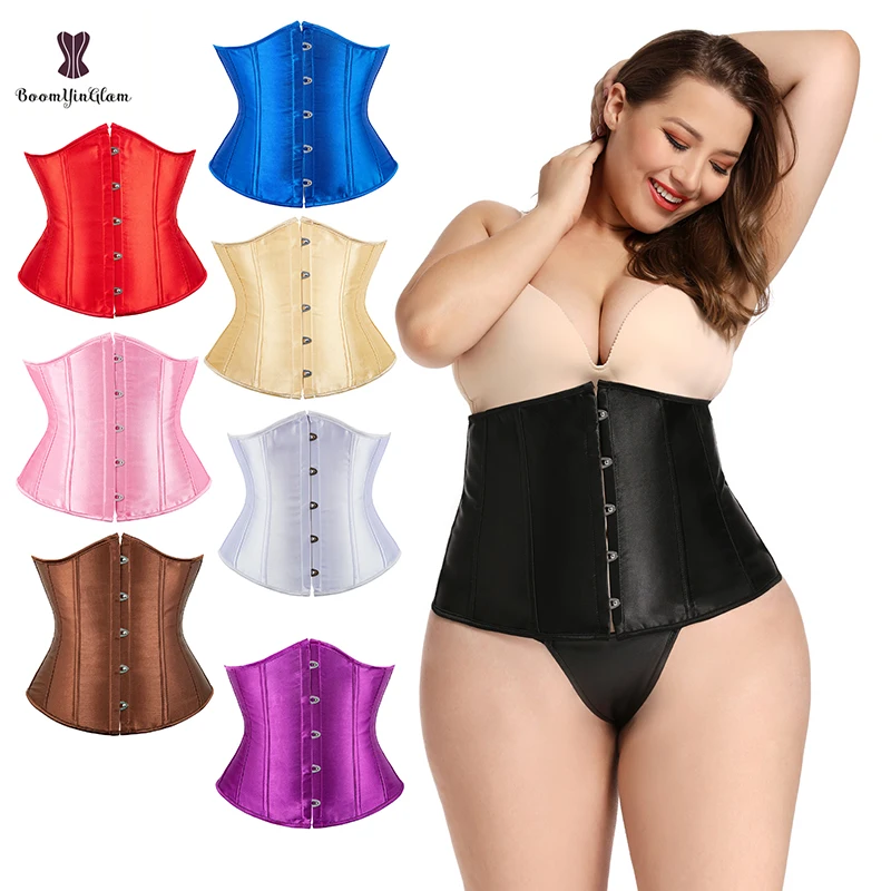 

High quality metal busk clips wholesale underbust waist corset slimming waist cinchers lacing bondage satin corsets 28335#