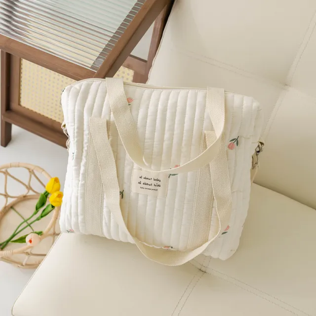 Sac à Langer Portable Bébé - Grande Capacité - Multi-Poches - Coton Lavable - Idéal Voyage