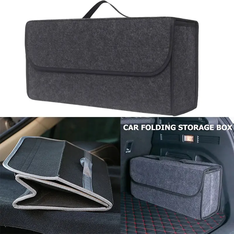 

Soft Felt Car Trunk Organizer Large Anti Slip Compartment Boot Storage Bag Folding Storage Box Stowing Tidying Auto Accessories