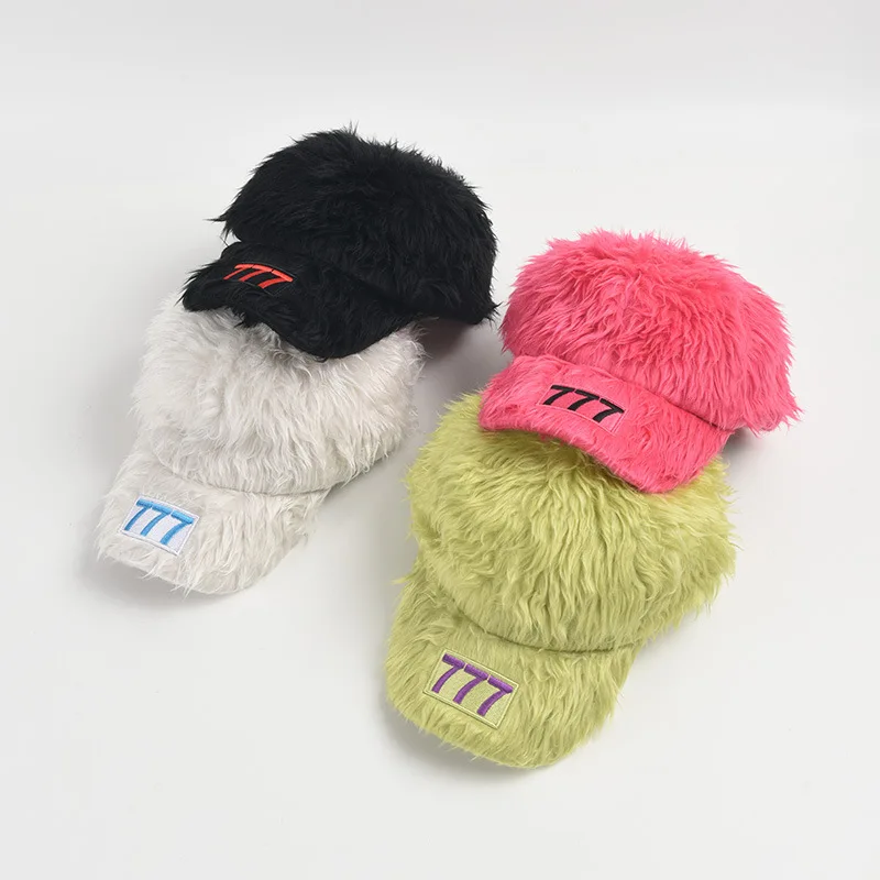 

Winter Long Faux Lamb Wool Hats Female Autumn Winter Korean Version Tide Solid Color Warm Cap Plush Baseball Caps