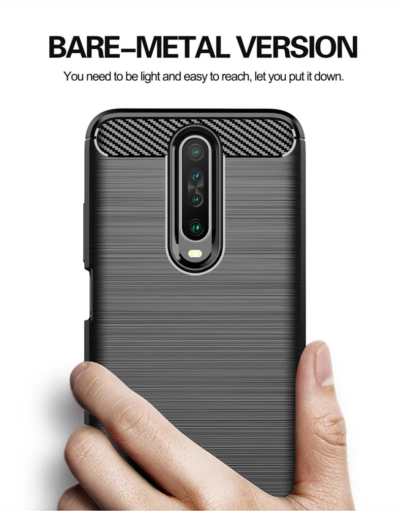 Shockproof Silicone Phone Case with Stand - Brushed Carbon Fiber Design