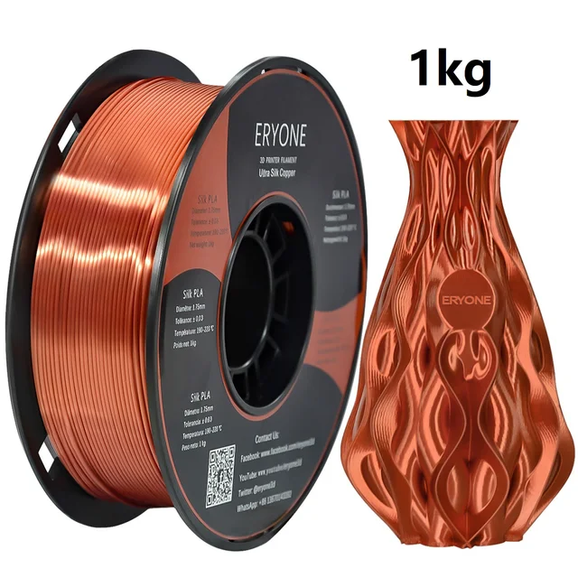 ERYONE Clearance Promotion TPU PLA PLA+ Silk Rainbow Ultra Silk 3D Printing Filament 1KG/0.5KG For FDM 3D Printer Fast Shipping Ultra SILK Copper