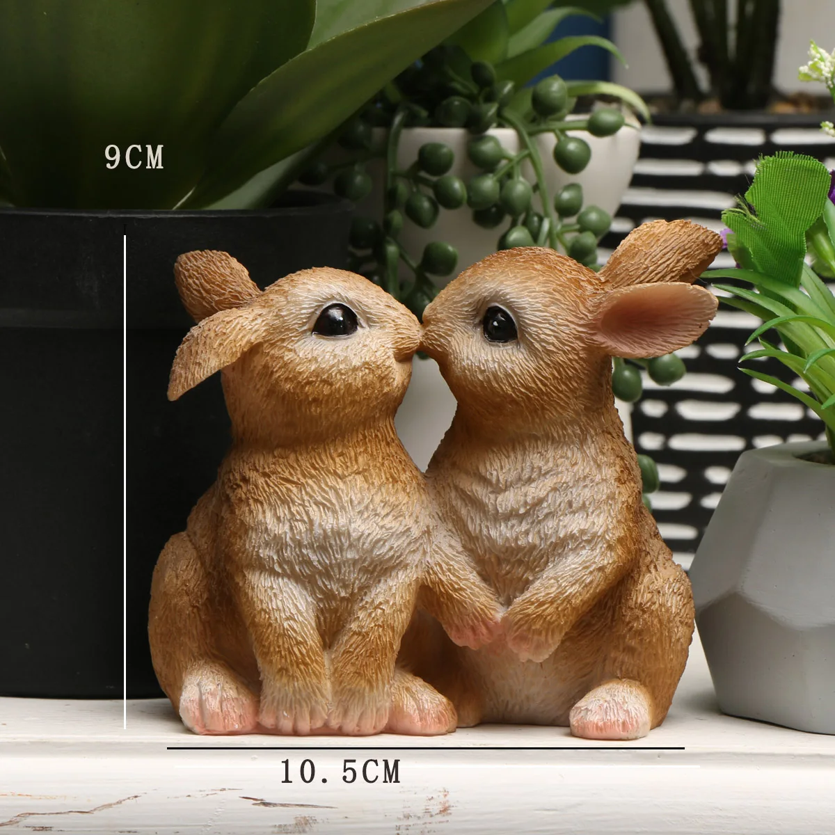 1 piece of kissing couple rabbit ornaments garden ornaments and courtyard accessories resin ornaments garden decoration resin handicraft ornaments resin ornament animal ornaments