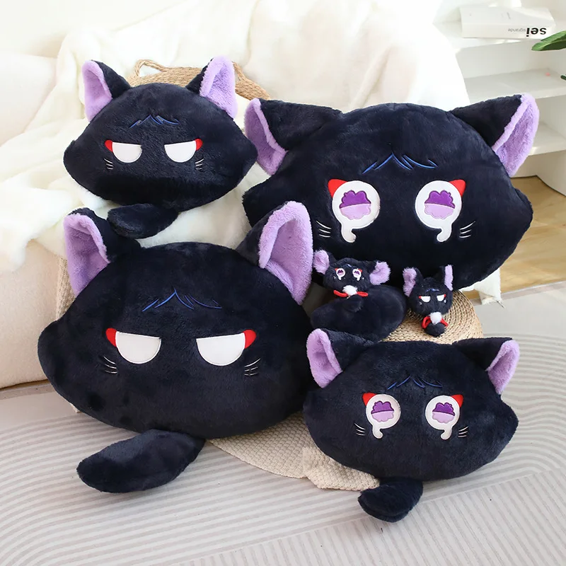 

Игровая Подушка Genshin Impact 12/40/60 см, подвеска в виде симпатичной черной кошки, брелок для ключей, диванная подушка, подарки
