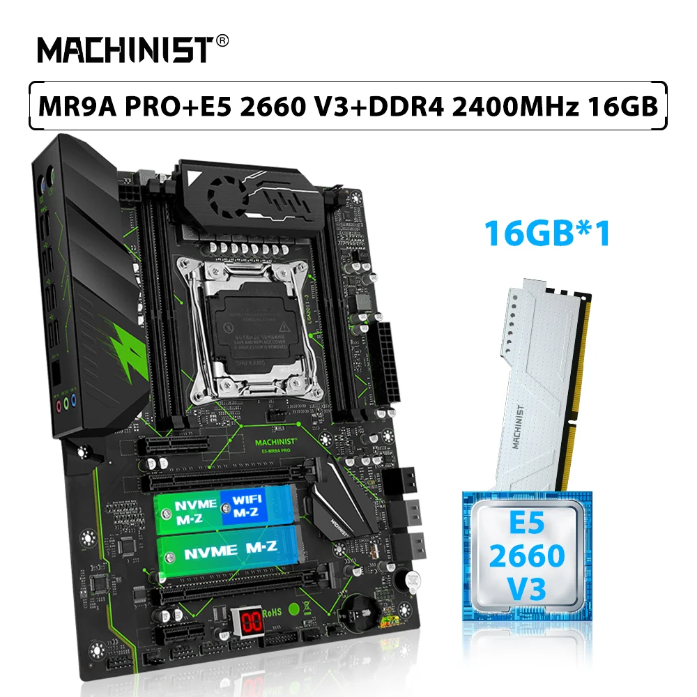 

MACHINIST X99 MR9A PRO комплект материнской платы LGA 2011-3 комплект Xeon E5 2660 V3 цпу процессор DDR4 16 гб 2400 мгц ECC память озу USB 3,0 SSD