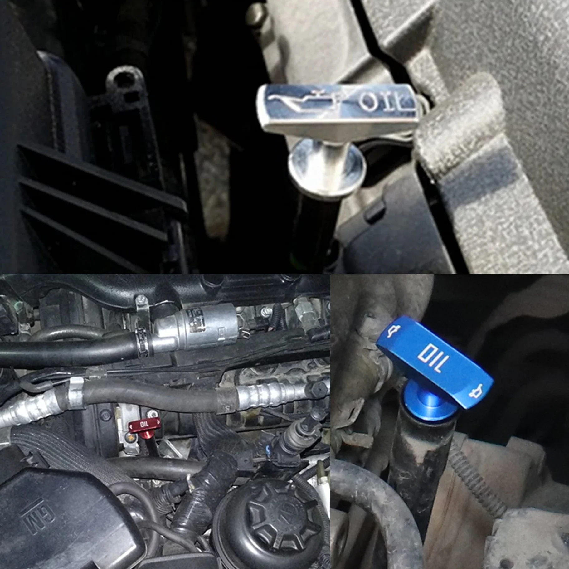 1PC Universal Car Oil Dipstick Pull Handle Engine Oil Pullhandle Aluminum Alloy Auto Replacement Modification Decoration 2