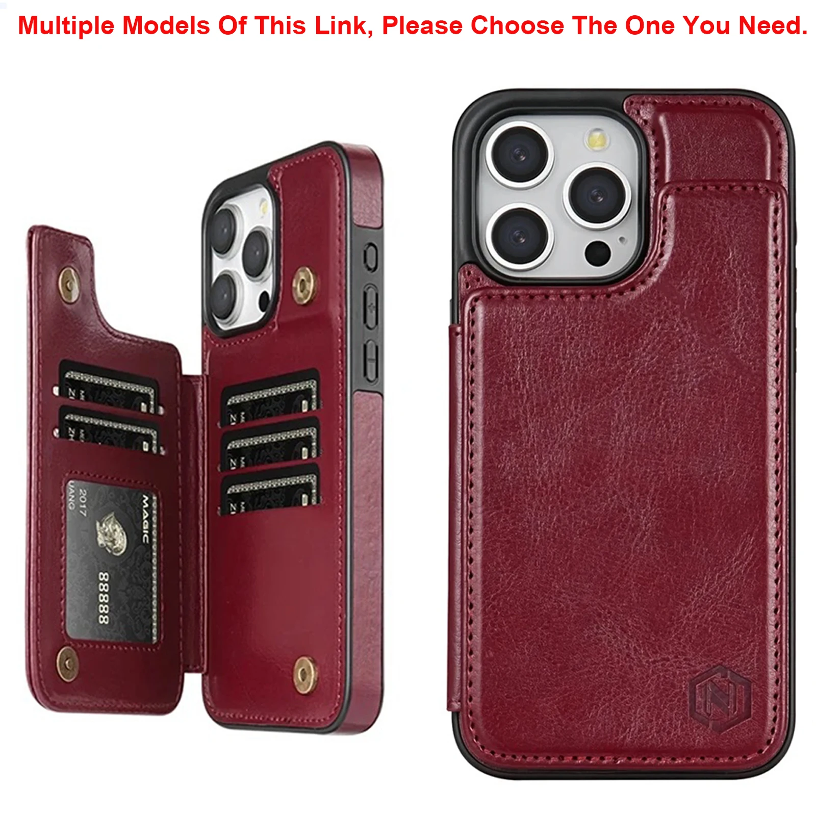 Premium Magnetic Leather Wallet Case with RFID Blocking Protection