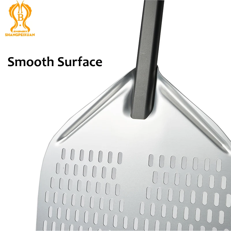 SHANGPEIXUAN 14/13/12 Inch Pizza Peel 51 inch Overall Length Perforated Pizza Shovel Aluminum Peel Oven Accessories