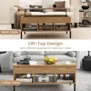 Lift Top Coffee Table - Rectangular Wooden Table w/Hidden Compartment & Open Storage Shelves, Multifunctional Modern Flip Table 4