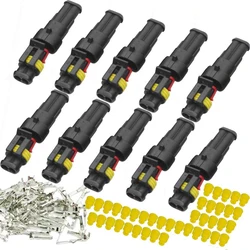 Waterproof Electrical Connector Plug Set - 10PCS, 2 Pin, 16 AWG, Universal Automotive Usage (10 pairs)