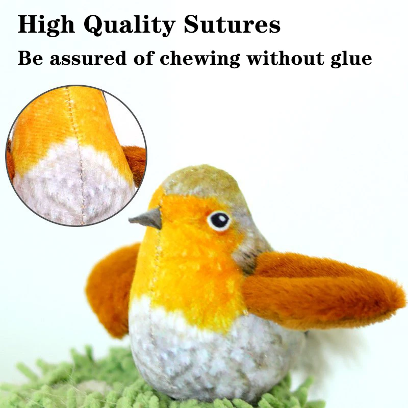 Simulation Bird Interactive Cat Toys Sound Making Bird Cat Teaser Squeaky Feather Toy Training Kitten for Cats Accessories Gatos