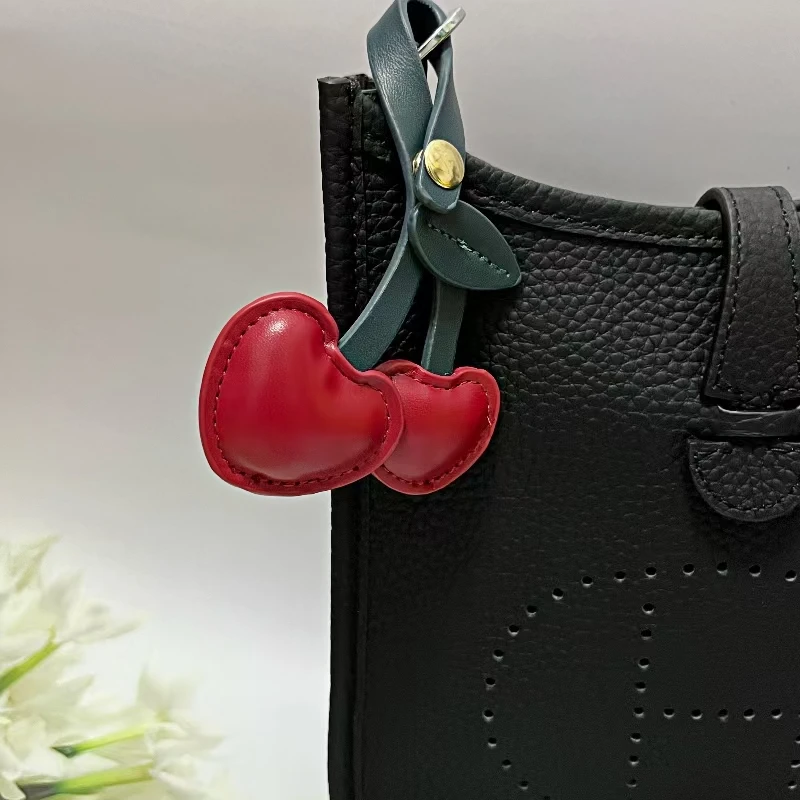 

Leather Lovely Red Cherry Bag Charm Handbag Decoration Ornament