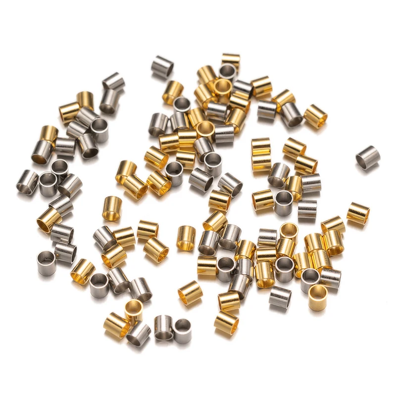 100 stücke Edelstahl Ortungs rohr Crimp End Perle für DIY handgemachte Handarbeit Armbänder Halsketten Schmuck herstellung Zubehör – Detail 2