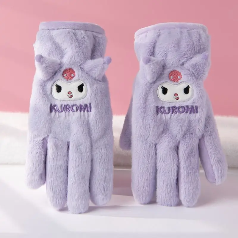 

Sanrio Children Plush Gloves Cute Kuromi My Melody Kawaii Cartoon Thickened Warm Comfort and Soft Outdoor Gloves Gifts for Kids