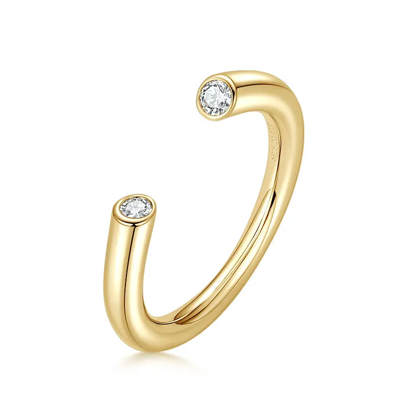 OXTAO 2,5 mm Moissanit-Ring mit zwei Steinen für Damen, 925er Sterlingsilber, trendiges, einzigartiges Design, offener Fingerring, Jahrestagsschmuck – Detail 12