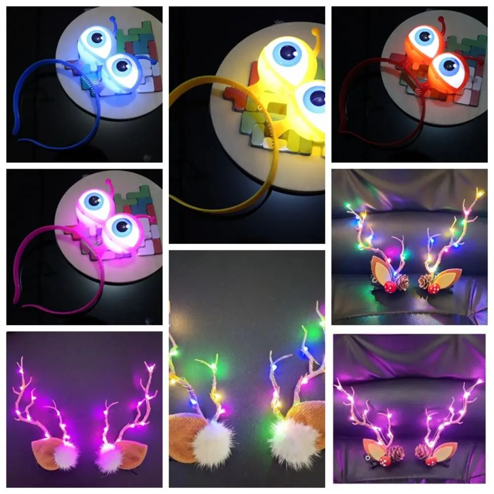 

LED Lights Alien Eyeball LED Hair Hoop Alien Eyes Pattern Plastic Flashing Headband Colorful Resin LED Glow Headband Adult