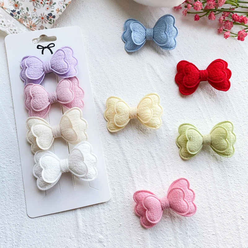 10 قطع/مجموعة مشابك شعر بلون الحلوى للفتيات والأطفال بطبقة مزدوجة من القطن الآمن المطبوع إكسسوارات الشعر مجموعة أغطية الرأس هدية لطيفة