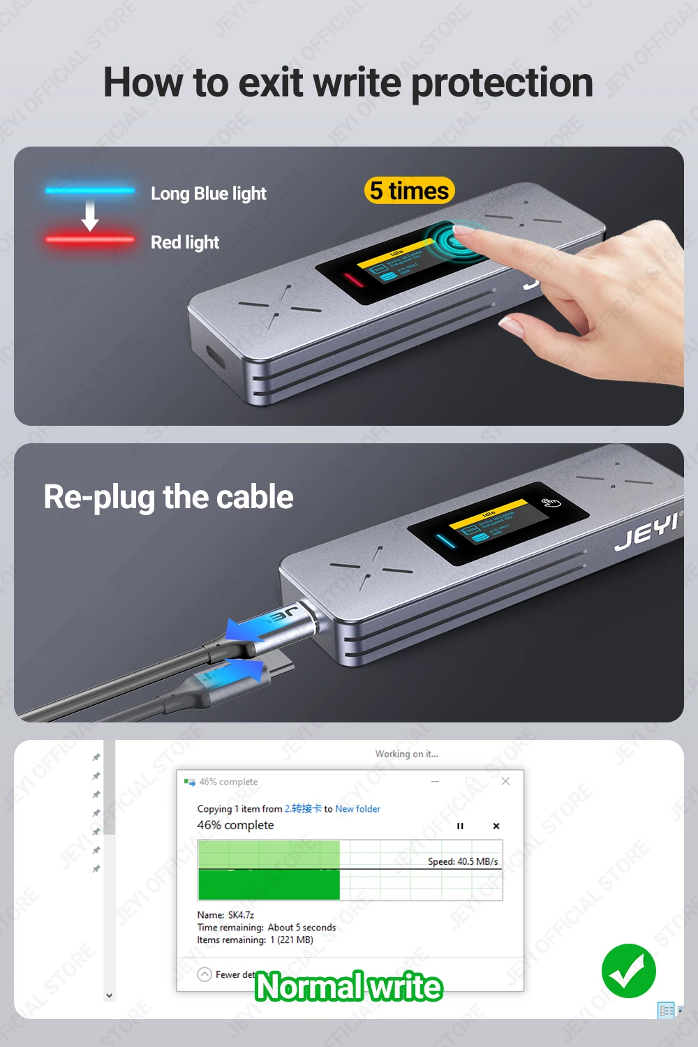 JEYI Visual Inteligente M.2 NVMe SATA SSD