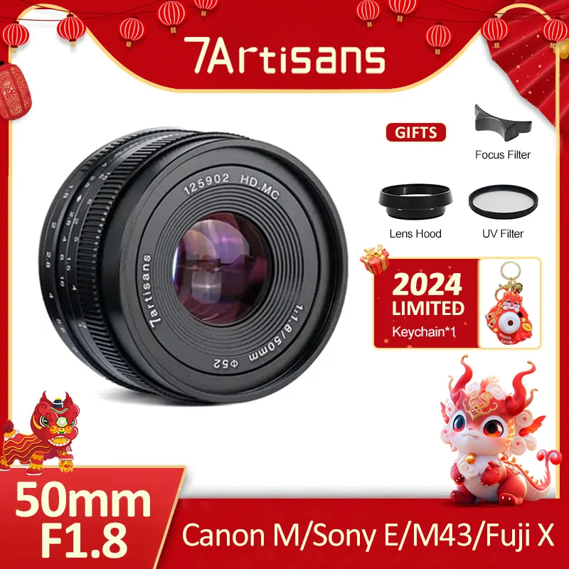 7 Artigiani 7 Artigiani 50Mm F1.8 Obiettivo Principale Ritratto Ad Ampia Apertura Per Canon Ef-M Sony E Fujifilm Xf Micro 4/3 Obiettivo Per Fotocamera