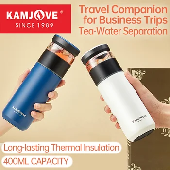 KAMJOVE Tea Separation Insulated Vacuum Cup 316 Stainless Steel Water Cup T-107 Tea Cup Outdoor Travel 400ML Warm-keeping Cup 1
