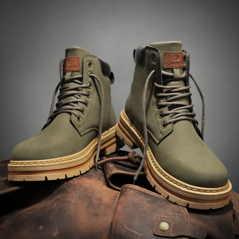 New Designer Men Leather Ankle Boots Fashion Motorcycle Work Shoes Men Casual Boots Tooling Winter Shoes Botas De Hombre