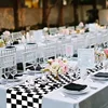 Classic Black White Checkered Table Runner Polyester Racing Theme Party Table Decor Soccer Goal Cup Wedding Table Runners 4