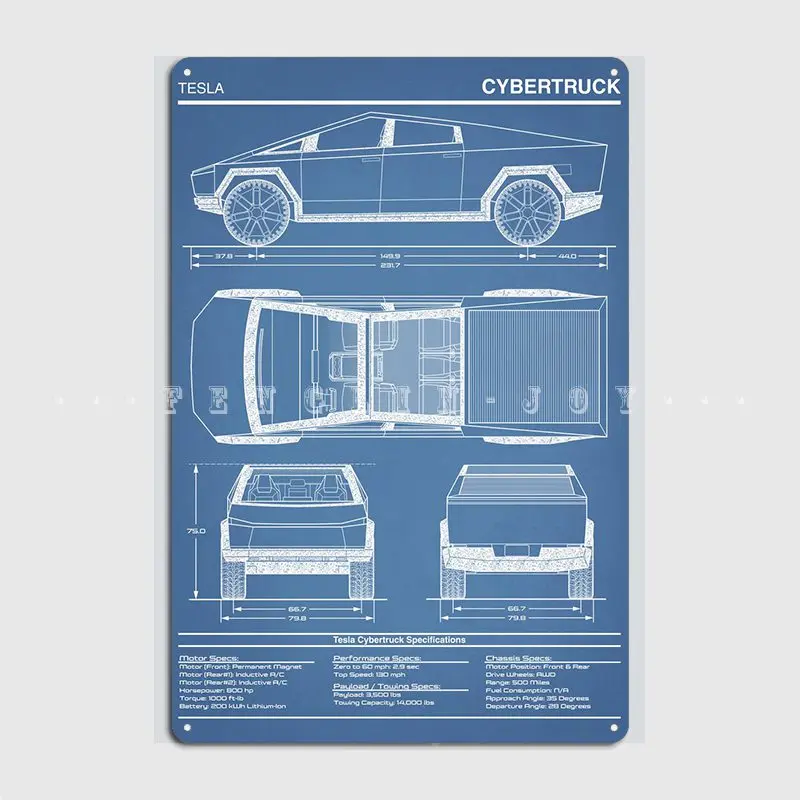 Tesla Cybertruck Verticale Targa In Metallo Wall Cave Club Bar Poster Personalizzati Targa In Metallo Poster