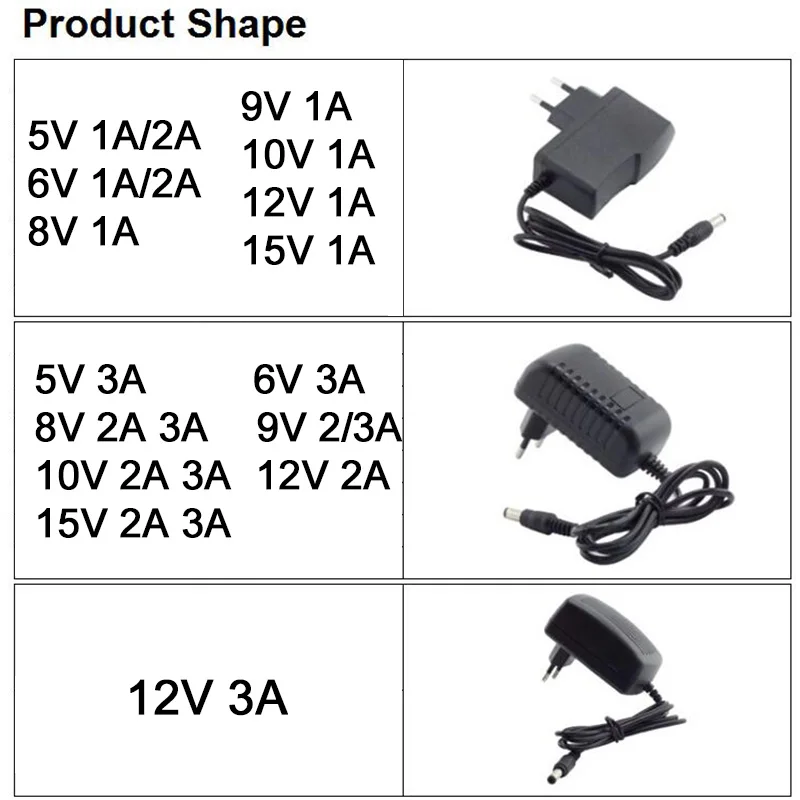 Universal Multi-Voltage Power Adapter Charger with Interchangeable DC Connectors