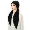 Solid Color Muslim Hijab Pre-Tied Turban Hat Women Long Tail Bonnet Chemo Cap Hair Loss Head Scarf Wrap Beanies Turbante Mujer 6