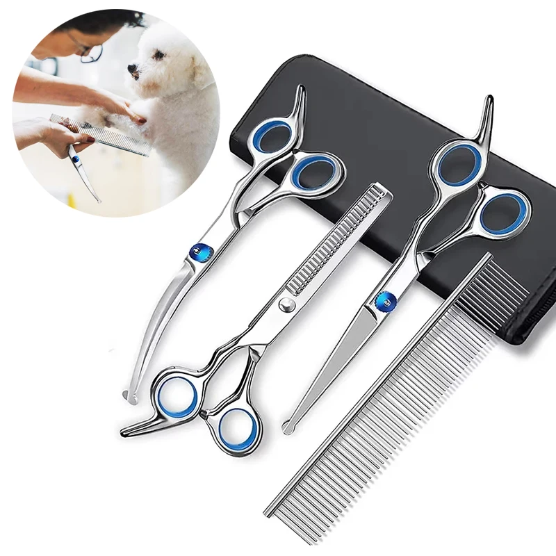 Dog Grooming Scissors New Safty Pet Grooming Scissors Round Head Professional Stainless Steel Scissors for Cutting Dog Hair Pets Shears Animal Cutter