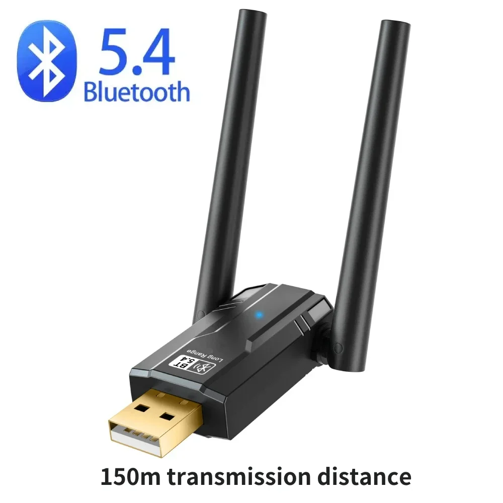 thumbnail image 1 of Adaptador USB Bluetooth 5.4 5.3 de 150 m para PC, ratón inalámbrico, teclado, receptor de audio y música, transmisor, controlador gratuito para Win8.1/10/11, 1 of 5