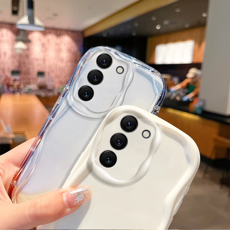 Clear Soft Wave Phone Case for Samsung Galaxy S24 S23 S22 S21 Ultra Plus S20 FE A73 A72 A71 A54 A53 A52 A51 A50 A50S 4G 5G Cover