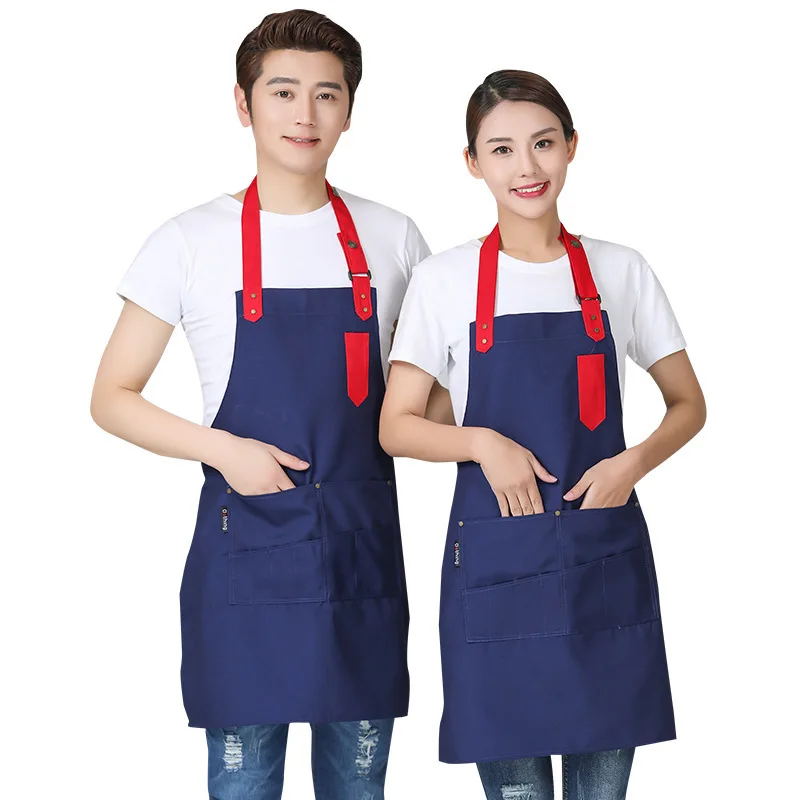 C833 Wear-resistant Restaurant Aprons Milk Tea Coffee Shop Overalls Apron Canvas Kitchen Aprons for Woman Men Chef Work Apron