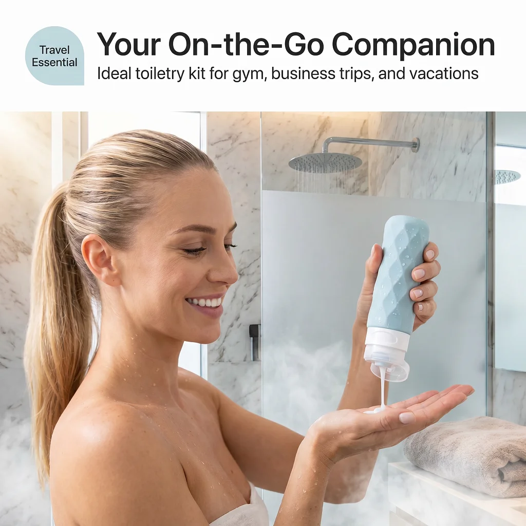 Leak-Proof Silicone Travel Toiletry Bottle Set for Skincare and Cosmetics