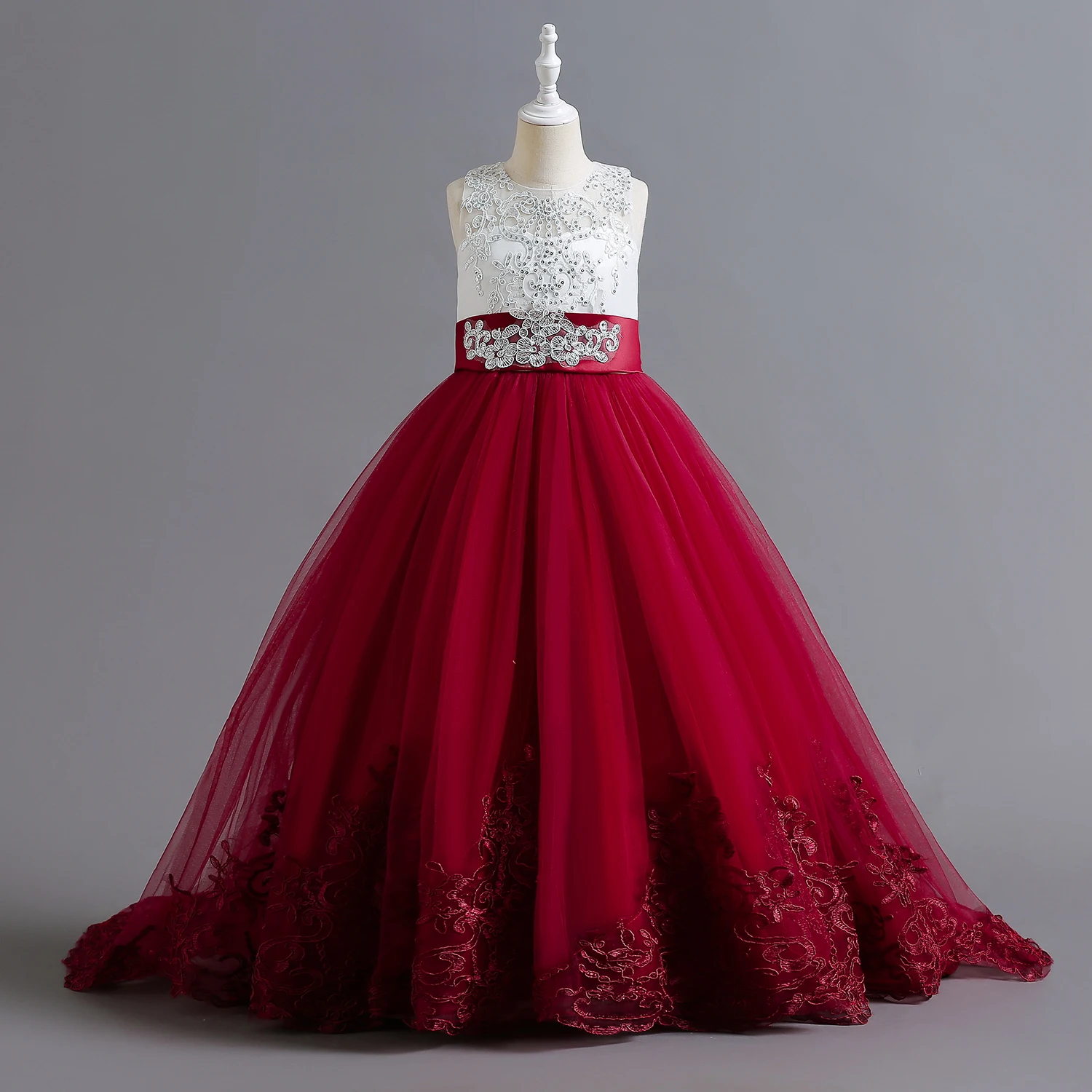 White Flower Girls Dresses For Wedding Tulle Lace Long Girl Dress Party Christmas Dress Children Princess Costume For Kids 12T girls dress maxi dress princess costume